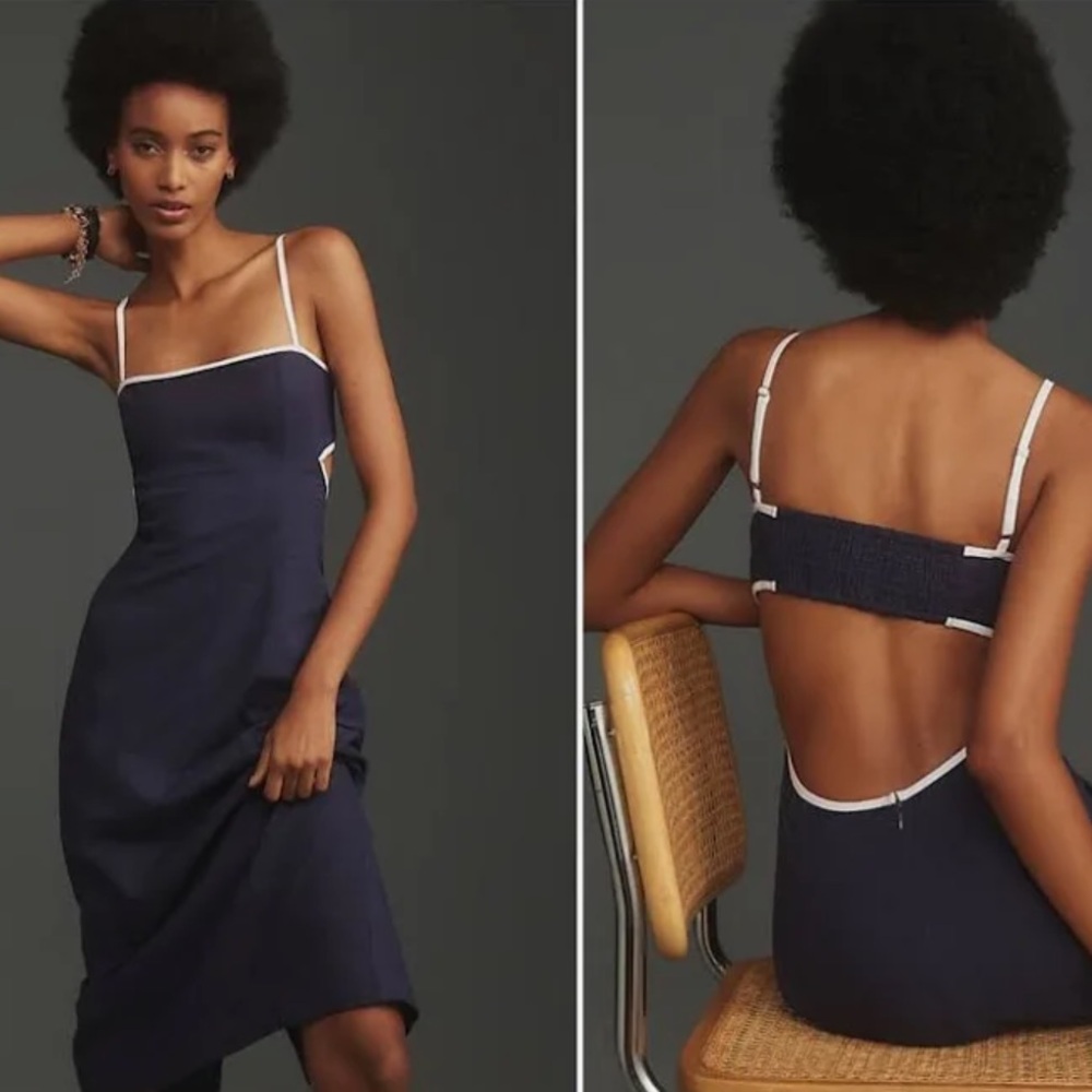 Anthropologie Navy and White Dress